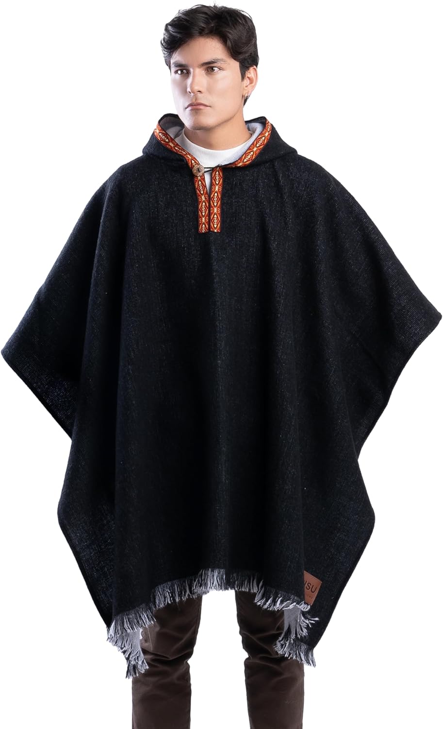 QISU Llama Loft Poncho, Alpaca Wool Poncho, Western Style, Unique and Handmade in Ecuador, Thick, Warm and Alpaca Wool Poncho, Size 43 X 70 Inches Rectangular, Lightweight and Soft, Made in Ecuador - QISU