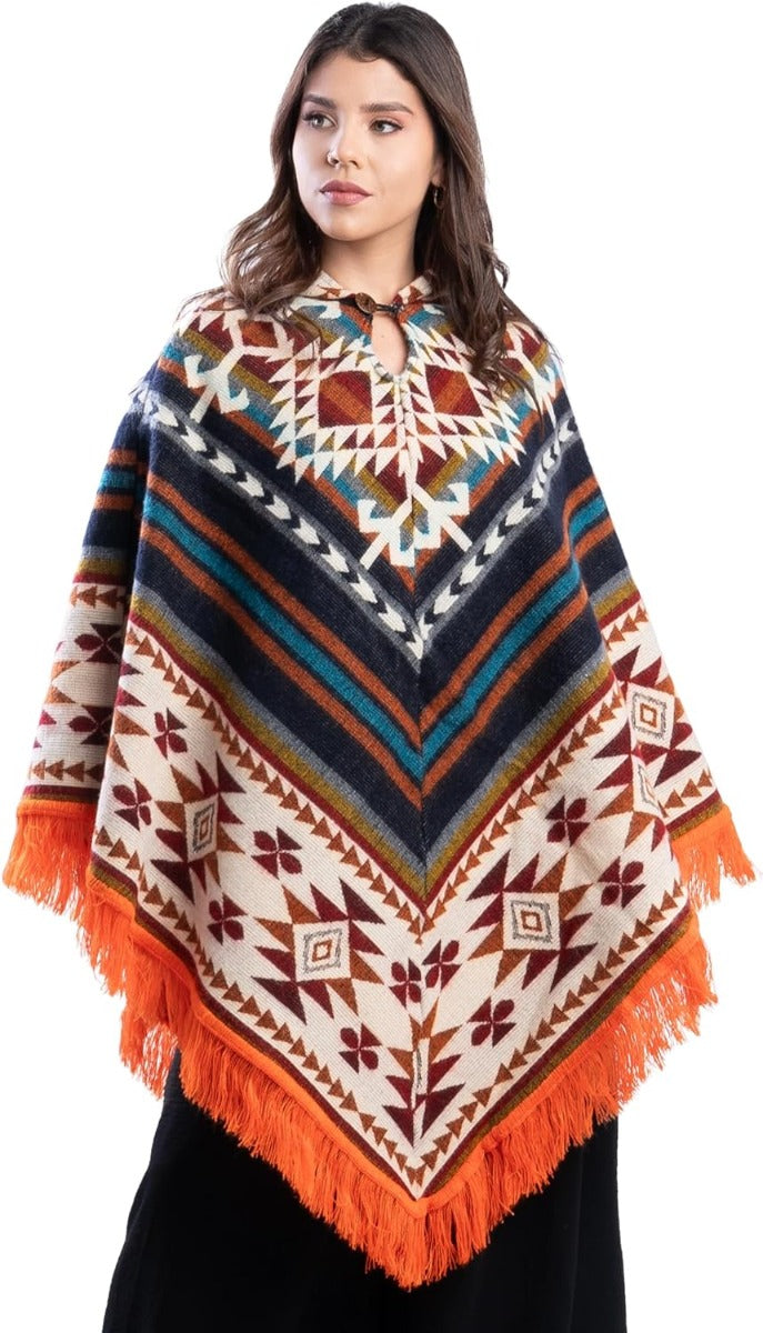 QISU Inca Essence Poncho, Alpaca Wool Poncho, Western Style, Unique and Handmade in Ecuador, Thick, Warm and Alpaca Wool Poncho, Size 31”x31” Inches Rectangular, Lightweight and Soft, Made in Ecuador - QISU