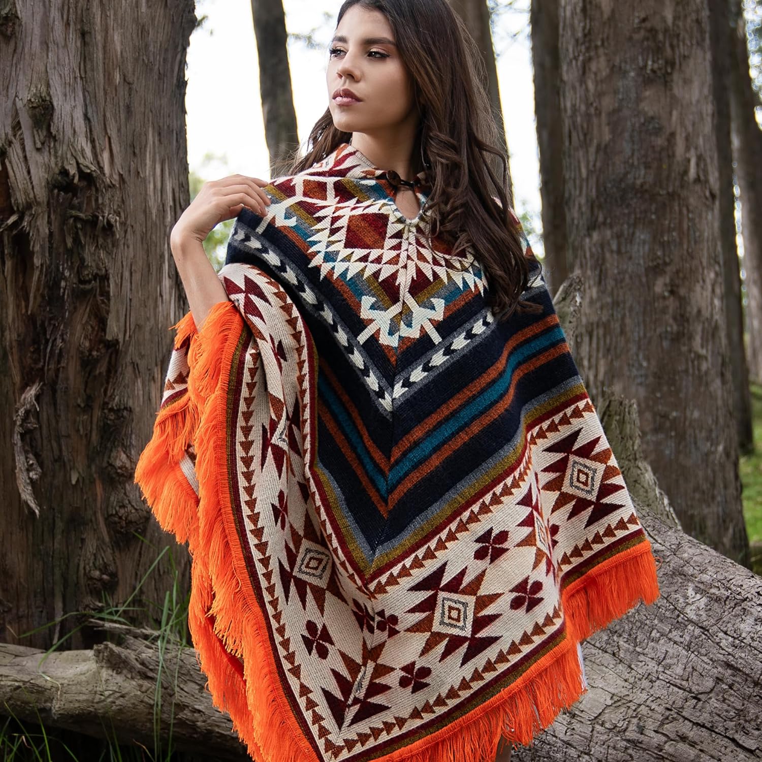 QISU Inca Essence Poncho, Alpaca Wool Poncho, Western Style, Unique and Handmade in Ecuador, Thick, Warm and Alpaca Wool Poncho, Size 31”x31” Inches Rectangular, Lightweight and Soft, Made in Ecuador - QISU