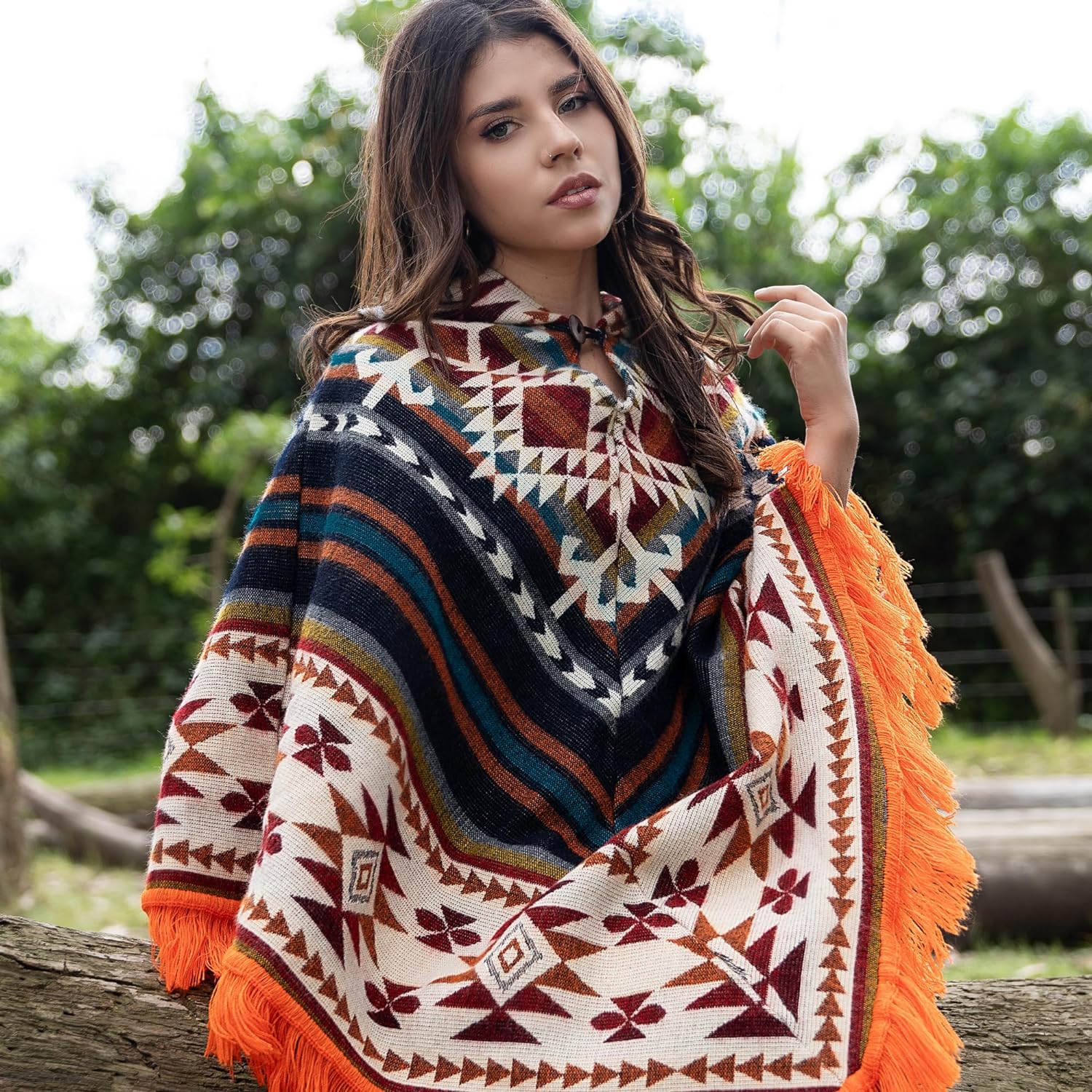 QISU Inca Essence Poncho, Alpaca Wool Poncho, Western Style, Unique and Handmade in Ecuador, Thick, Warm and Alpaca Wool Poncho, Size 31”x31” Inches Rectangular, Lightweight and Soft, Made in Ecuador - QISU