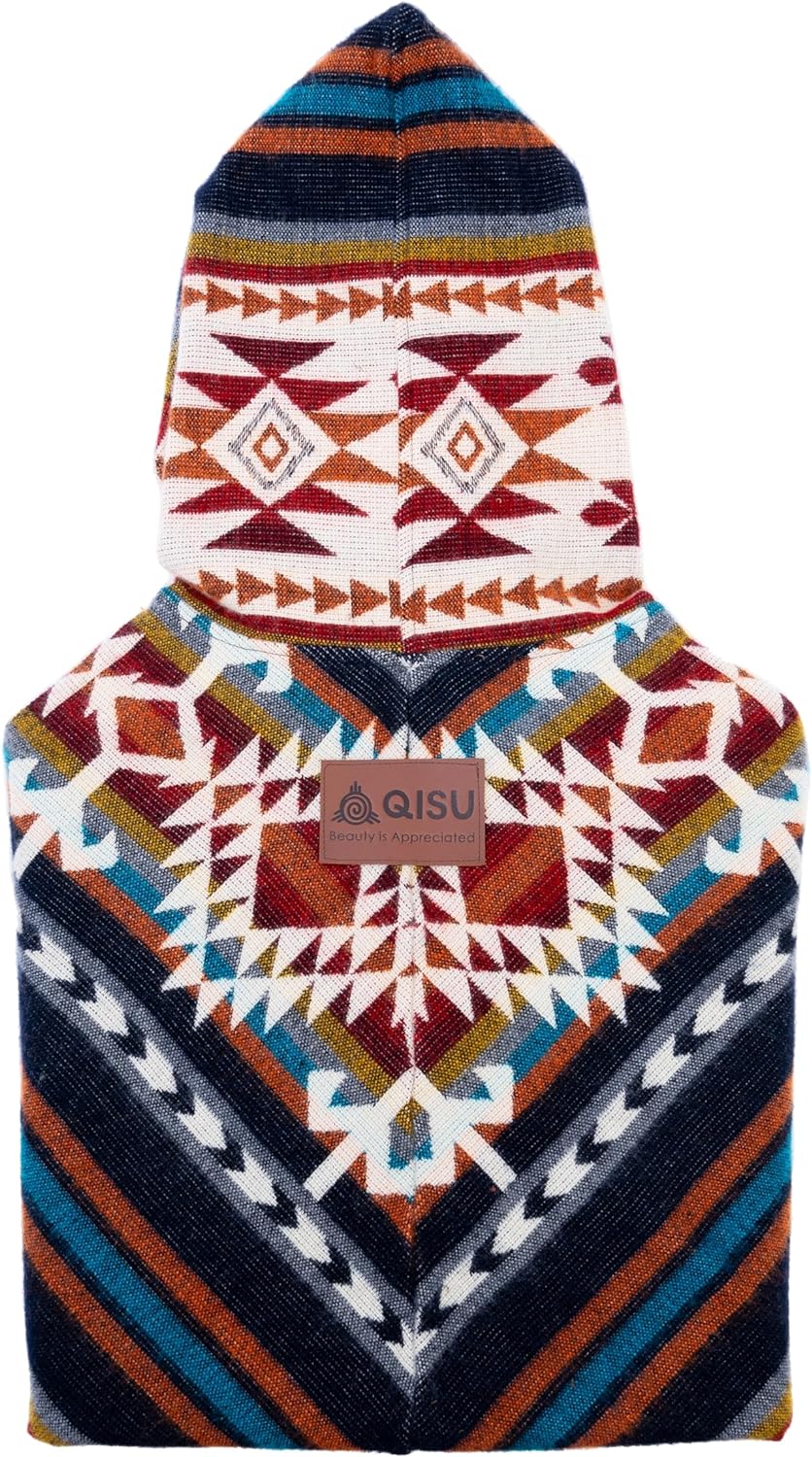 QISU Inca Essence Poncho, Alpaca Wool Poncho, Western Style, Unique and Handmade in Ecuador, Thick, Warm and Alpaca Wool Poncho, Size 31”x31” Inches Rectangular, Lightweight and Soft, Made in Ecuador - QISU